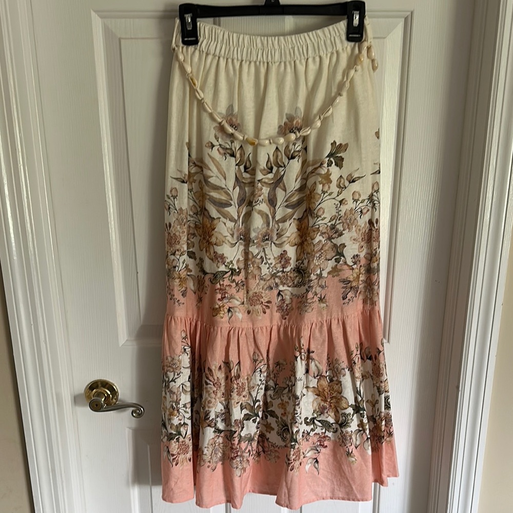House of Harlow Floral Pink and Cream linen Skirt size XS - Picture 4 of 6